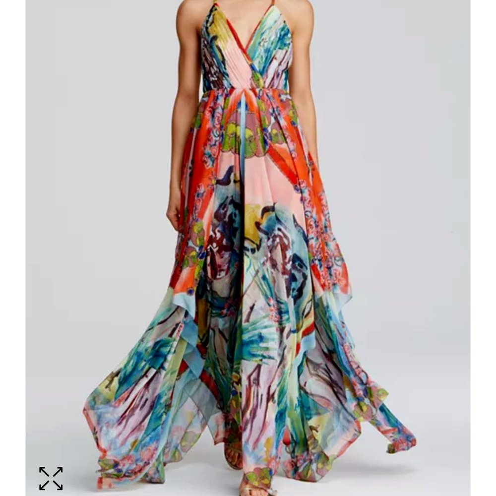 Alice + Olivia Orly Lady Lola Handkerchief Maxi Dress Size 2